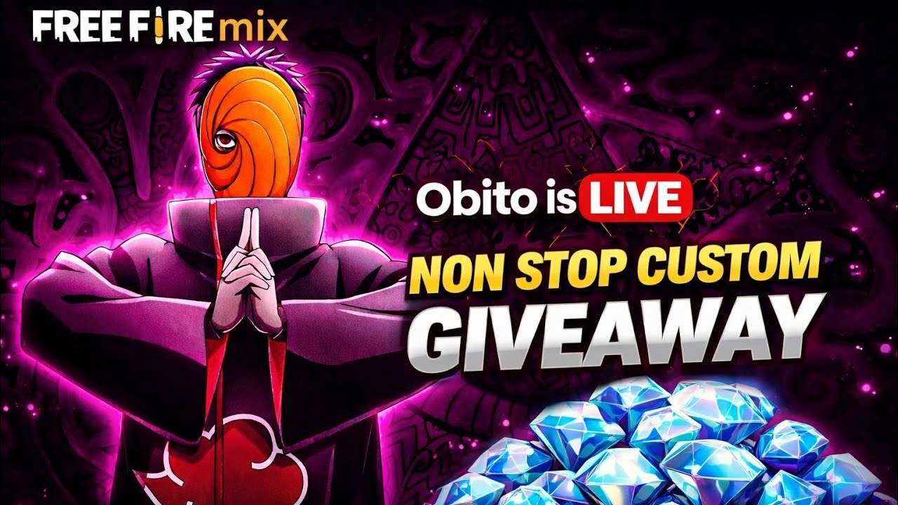 Obito is live 🔴  non stop giveaway 😱 ll free fire live stream video