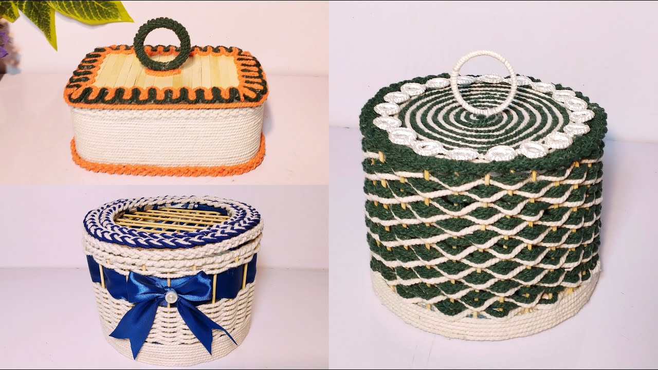 3 Different ideas of Rope Storage Basket |Diy Rope Basket |Diy Storage Organizer | Hamna Nadeem