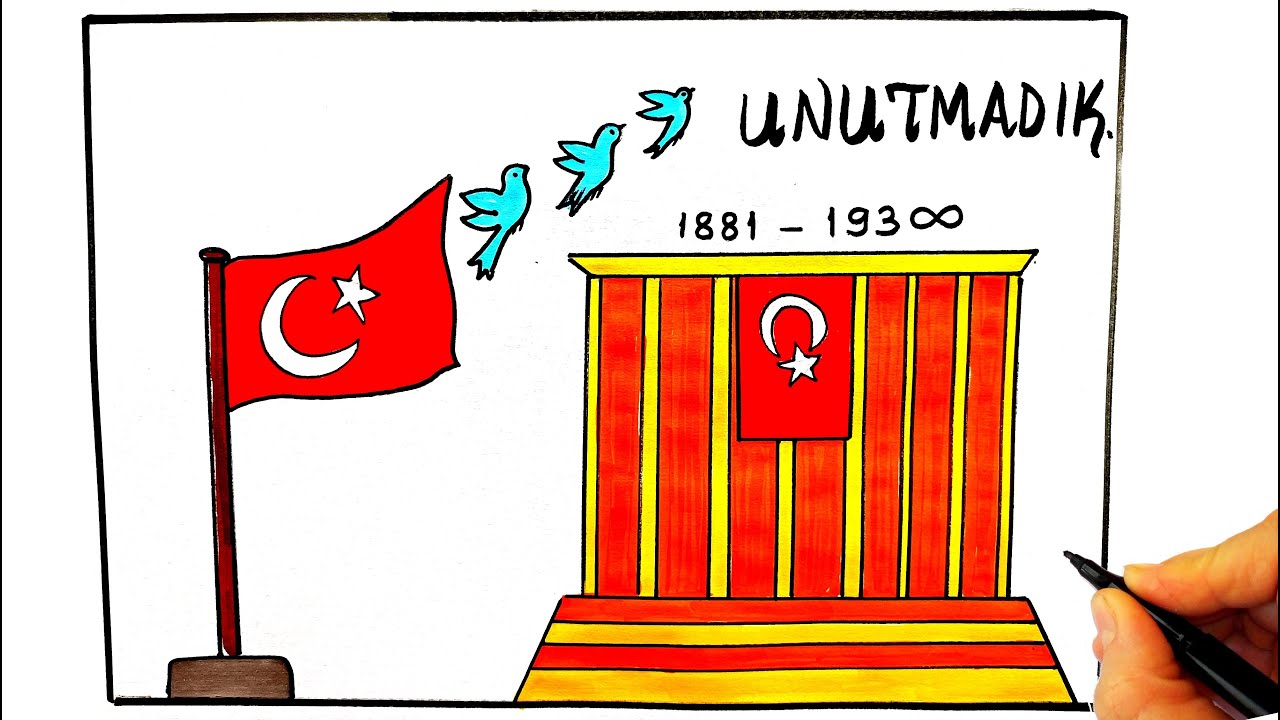 10 Kasım Atatürk'ü Anma Günü Çizimleri - 10 Kasım Resimleri - 10 Kasım Çizimleri - Anıtkabir Çizimi