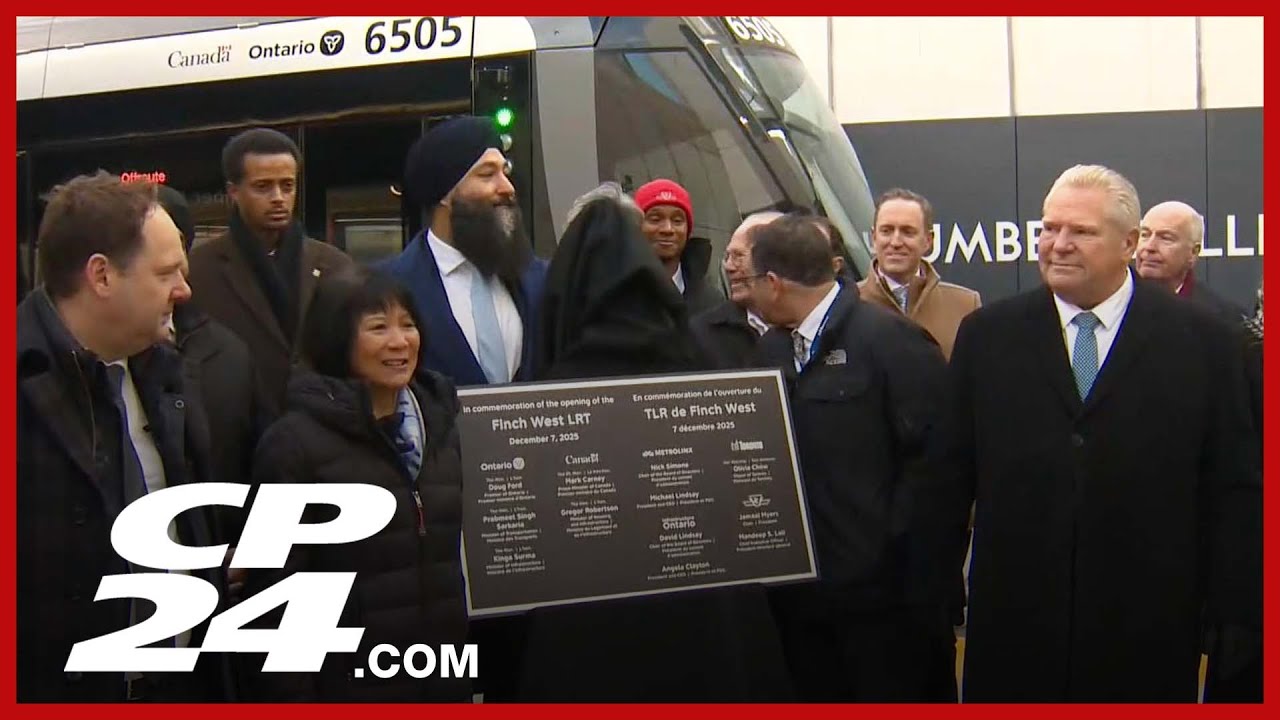 Doug Ford and Olivia Chow ride Finch LRT for first time and announce free rides on opening day