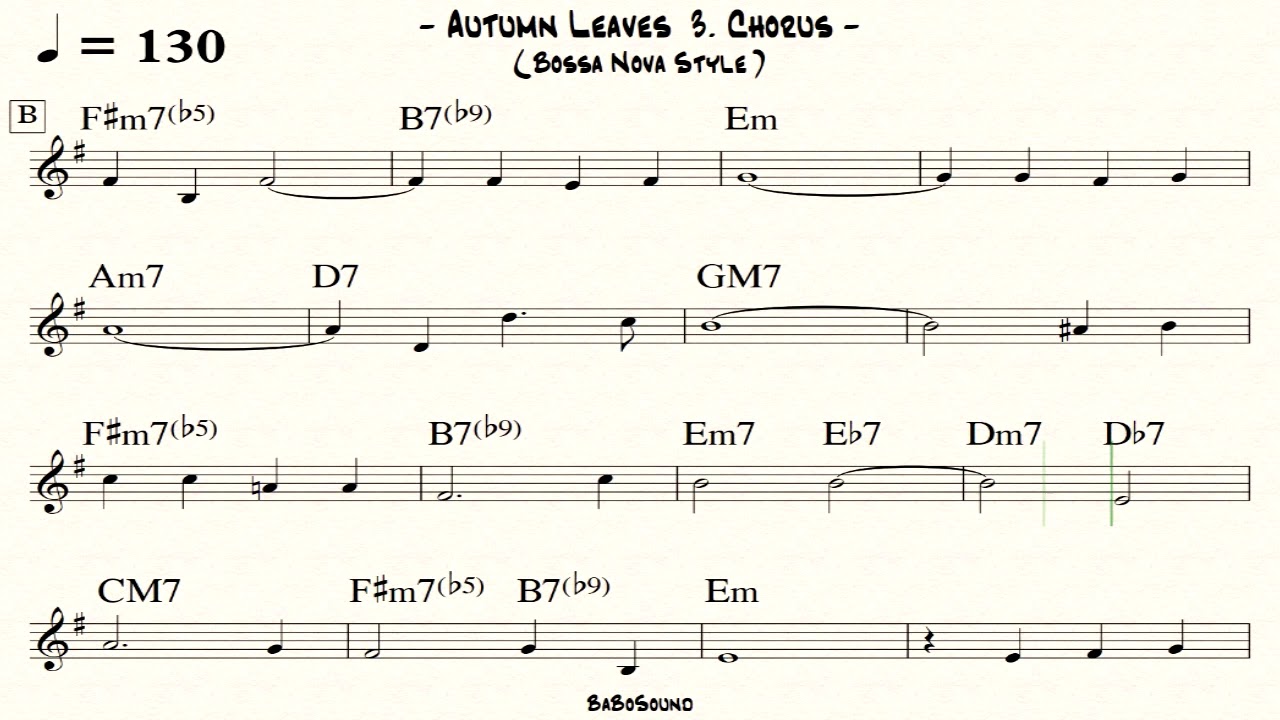 Autumn Leaves Backing Track (Bossa Nova Style)