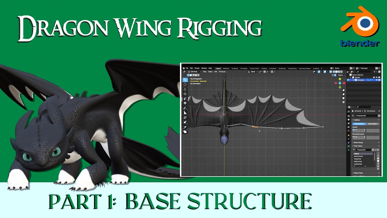 Dragon Wing Rigging | Part 1 - Base Structure | Blender 3D Tutorial