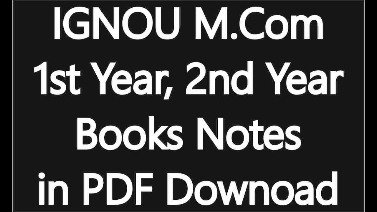 IGNOU M Com Books Notes Study Material PDF Free Download