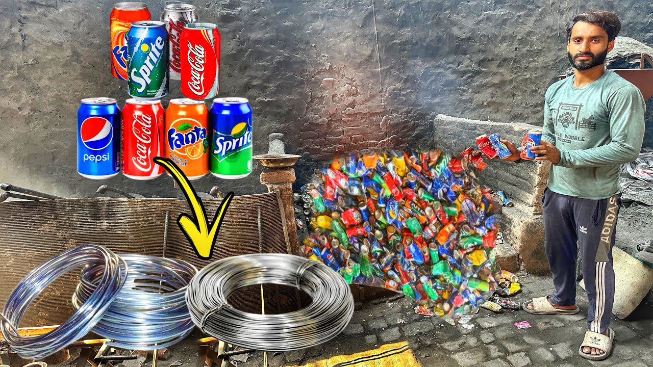 Incredible Process of Recycling Cold Drink Cane To Make Massive Electric Aluminium Wire