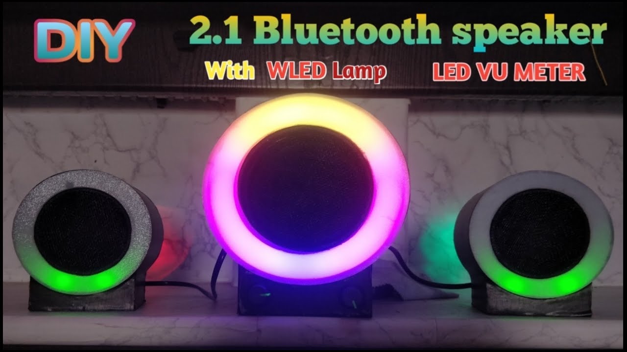 DIY  2.1 Bluetooth speaker with subwoofer | LED lights | VU meter