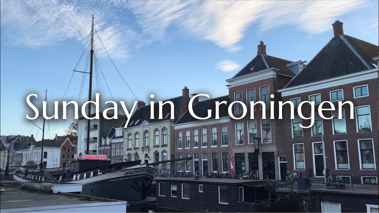 Groningen city walk! Het Forum, Prinsentuin, Spilsluizen, Schuitendiep. Sunset, Soundscape, Urban