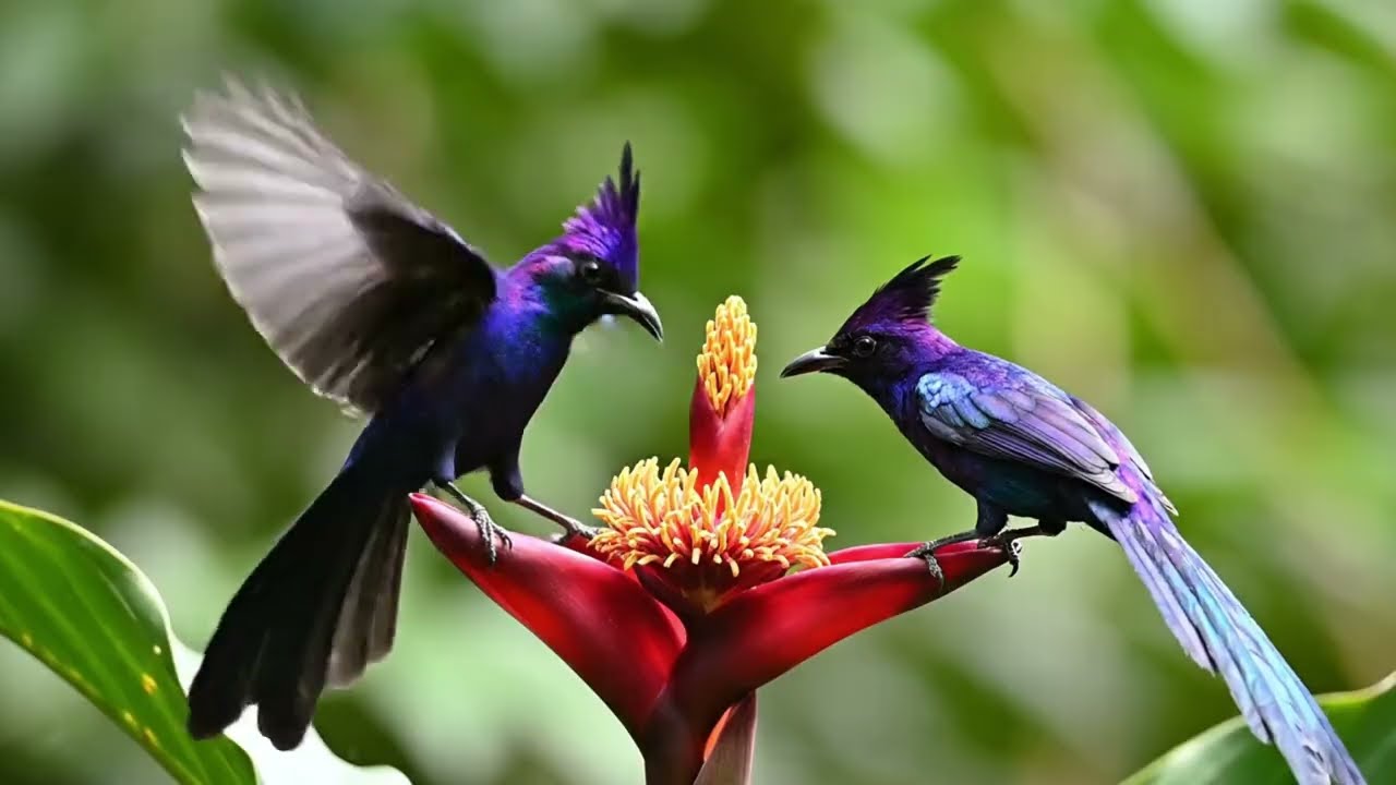 Beautiful Bird Couples Building Nests Relaxing Nature Ambience 4K