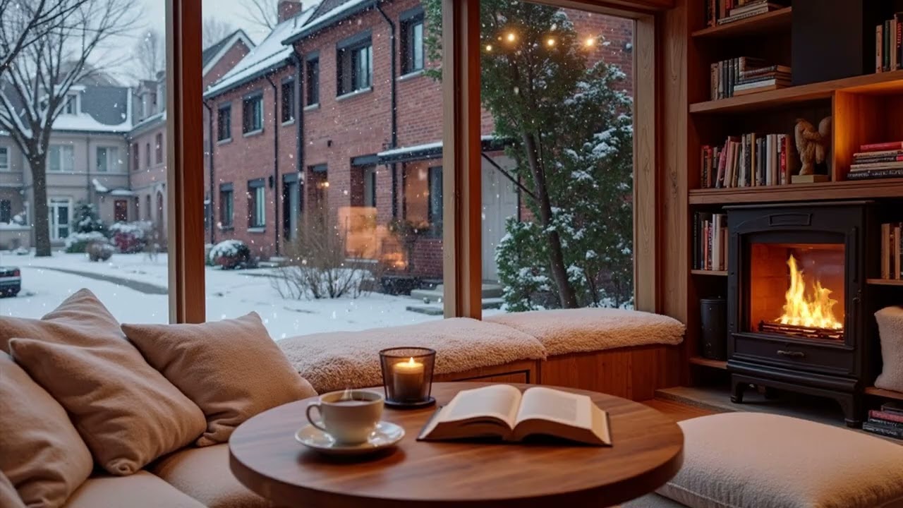 Snowy Street Jazz | Cozy Piano & Sax by the Fireplace for Reading, Relax and Winter Nights