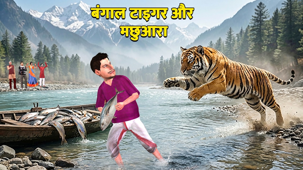 Tiger and Fisherman Comedy Moral Hindi Kahaniya