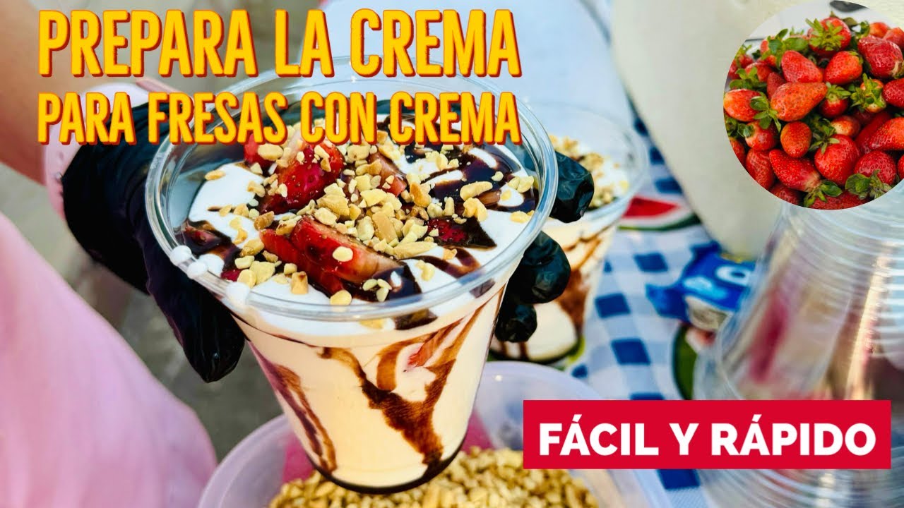 🍓HACER LA CREMA PARA FRESAS CON CREMA F&Aacute;CIL Y R&Aacute;PIDO 🍓con 3 ingredientes🍦🤤