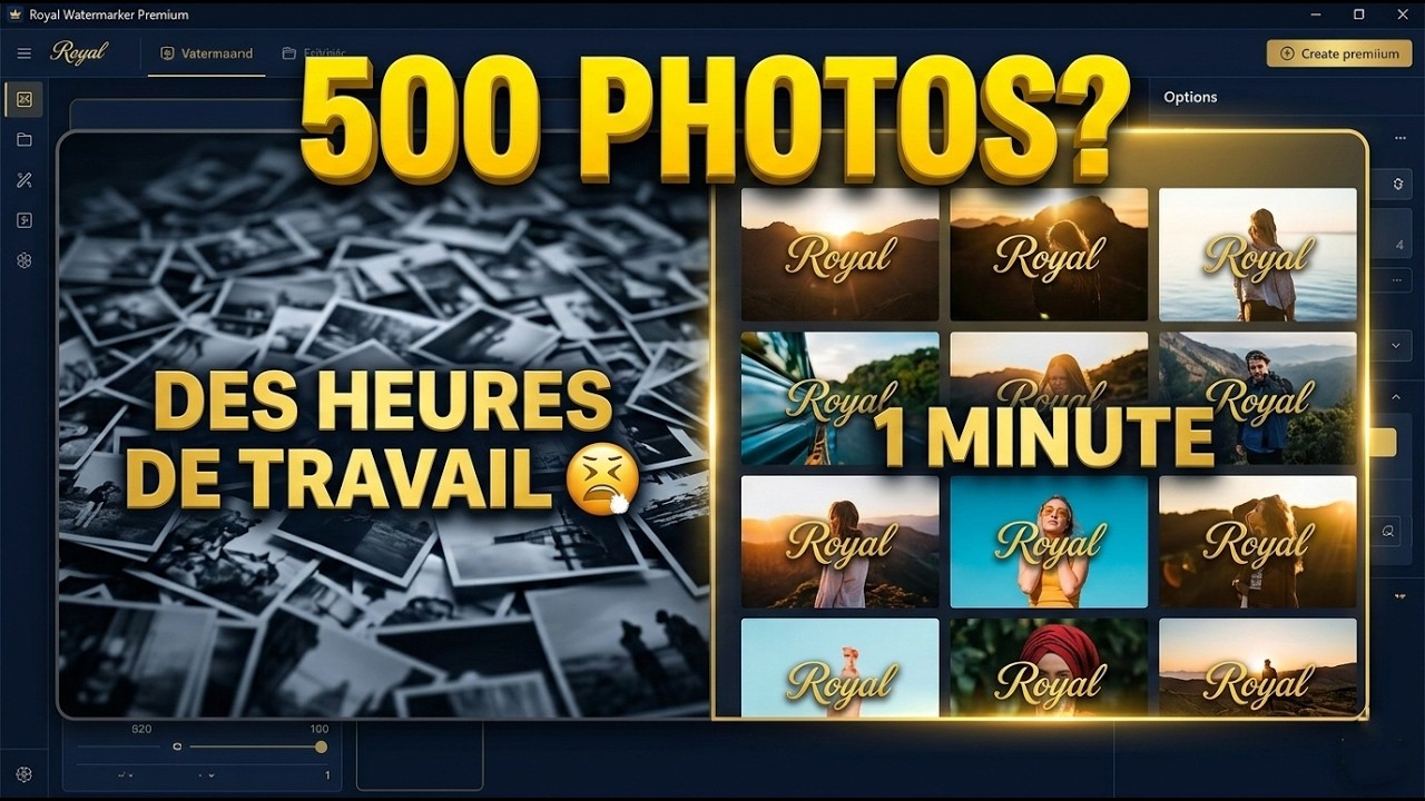 500 photos en 1 minute ? 👑 Protégez vos créations avec Royal Watermarker Premium