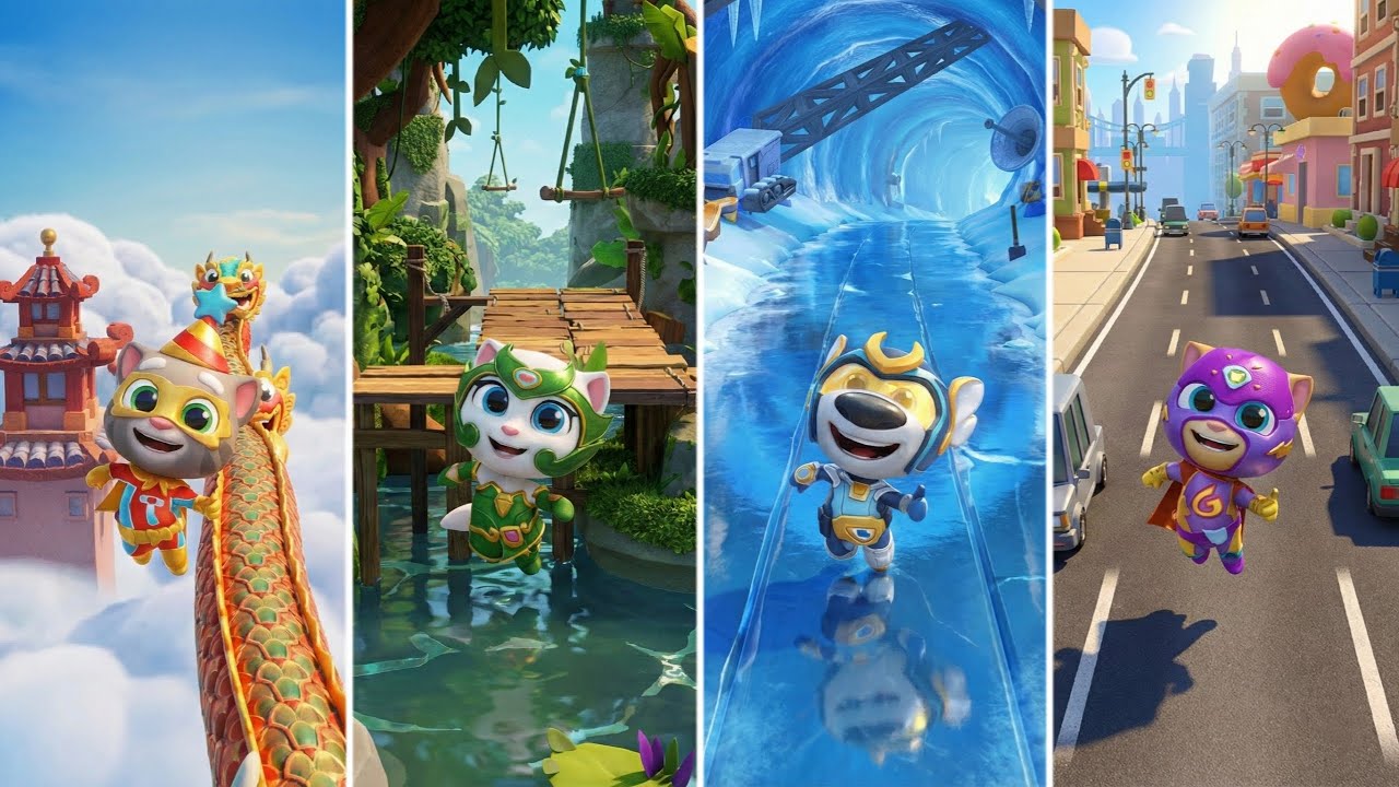 Talking Tom Hero Dash: Super Tom,Super Angela,Super Hank,Super Ginger (Android/iOS) Gameplay