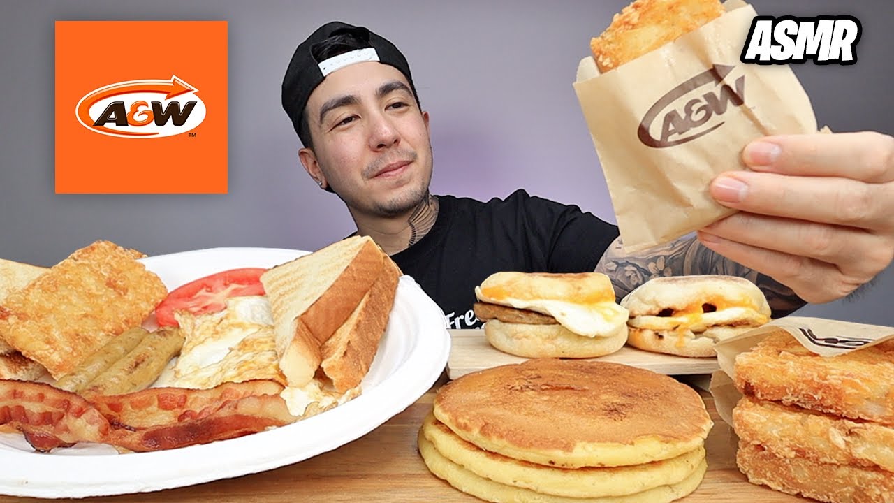 ASMR EATING A&W Breakfast, Hashbrowns, Sausage & Egger Sandwich NO TALKING REAL EATING SOUNDS