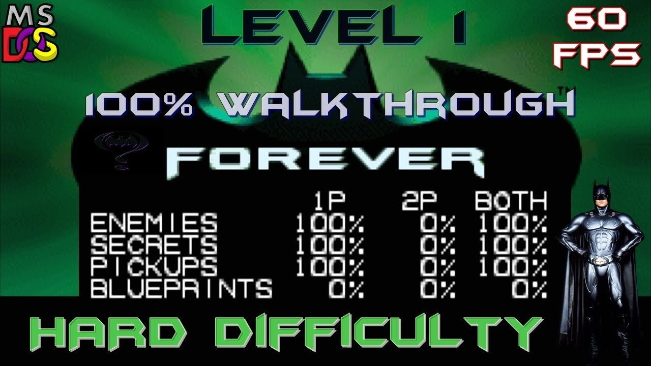 Batman Forever - Level 1 MS-Dos 60fps (100% Everything, Hard Difficulty)