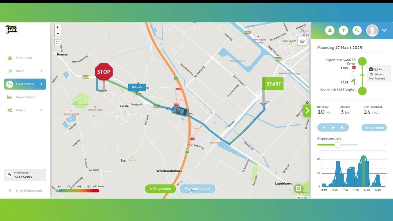 TrackJack demo rittenregistratie