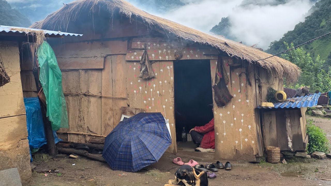 Real Nepali Mountain Village Lifestyle During Rain | Rural Nepal Village Life in Rainy Season