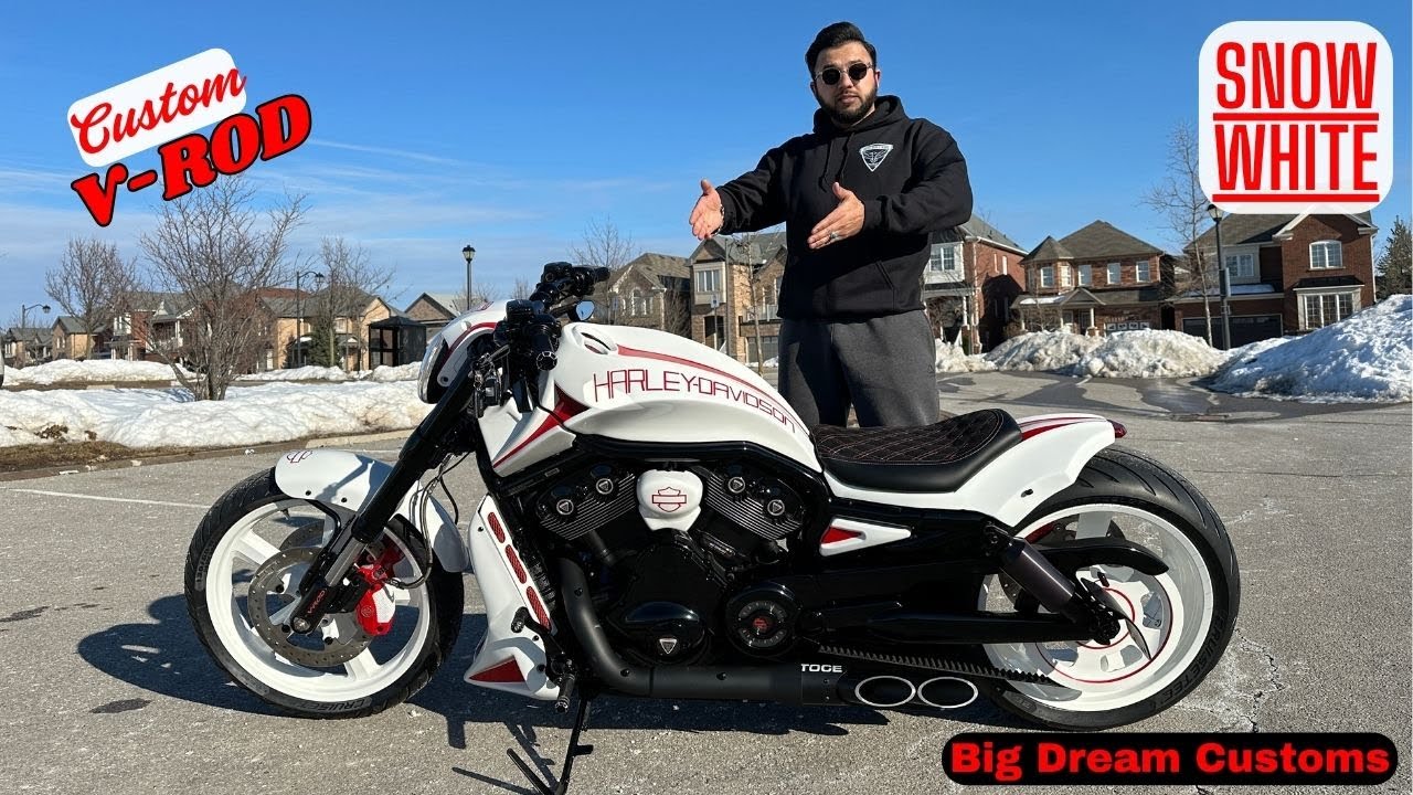 VRod Custom Build (SNOW WHITE) V-Rod Muscle by Big Dream Customs #vrod  #viralvideo #bikelife #fyp