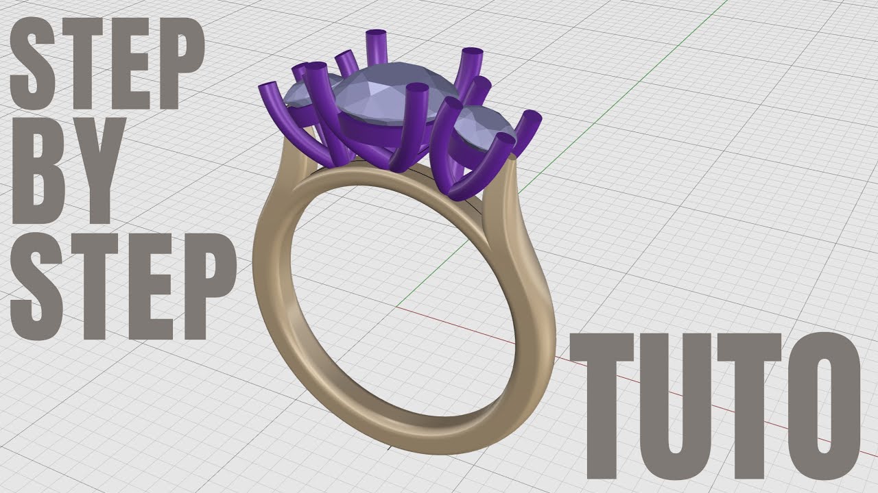 Rhino 3D Jewelry CAD | Проектирование обручального кольца с тремя камнями (часть 18)