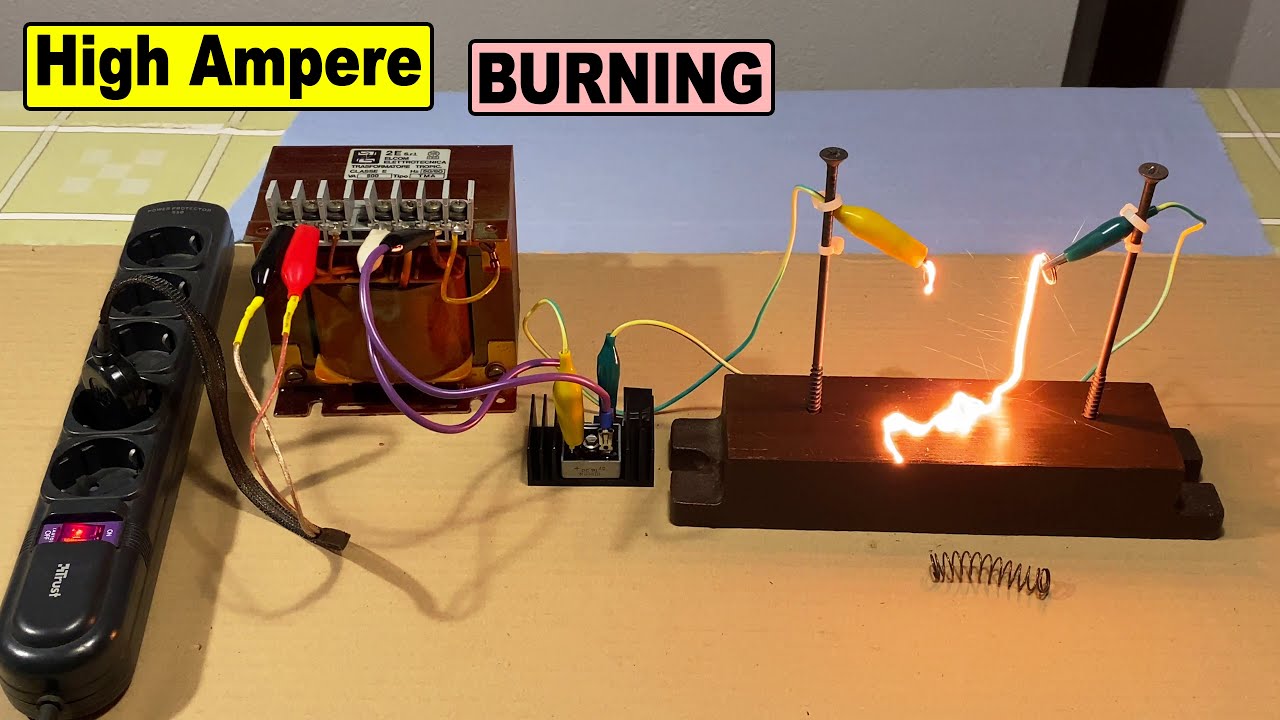 Burning metal springs with high amperage current