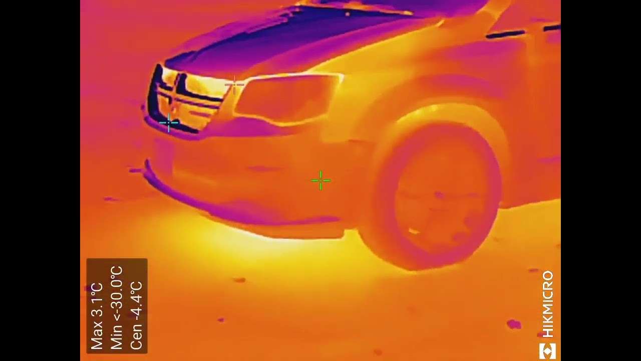 Thermal view of the parking lot at my shop at night