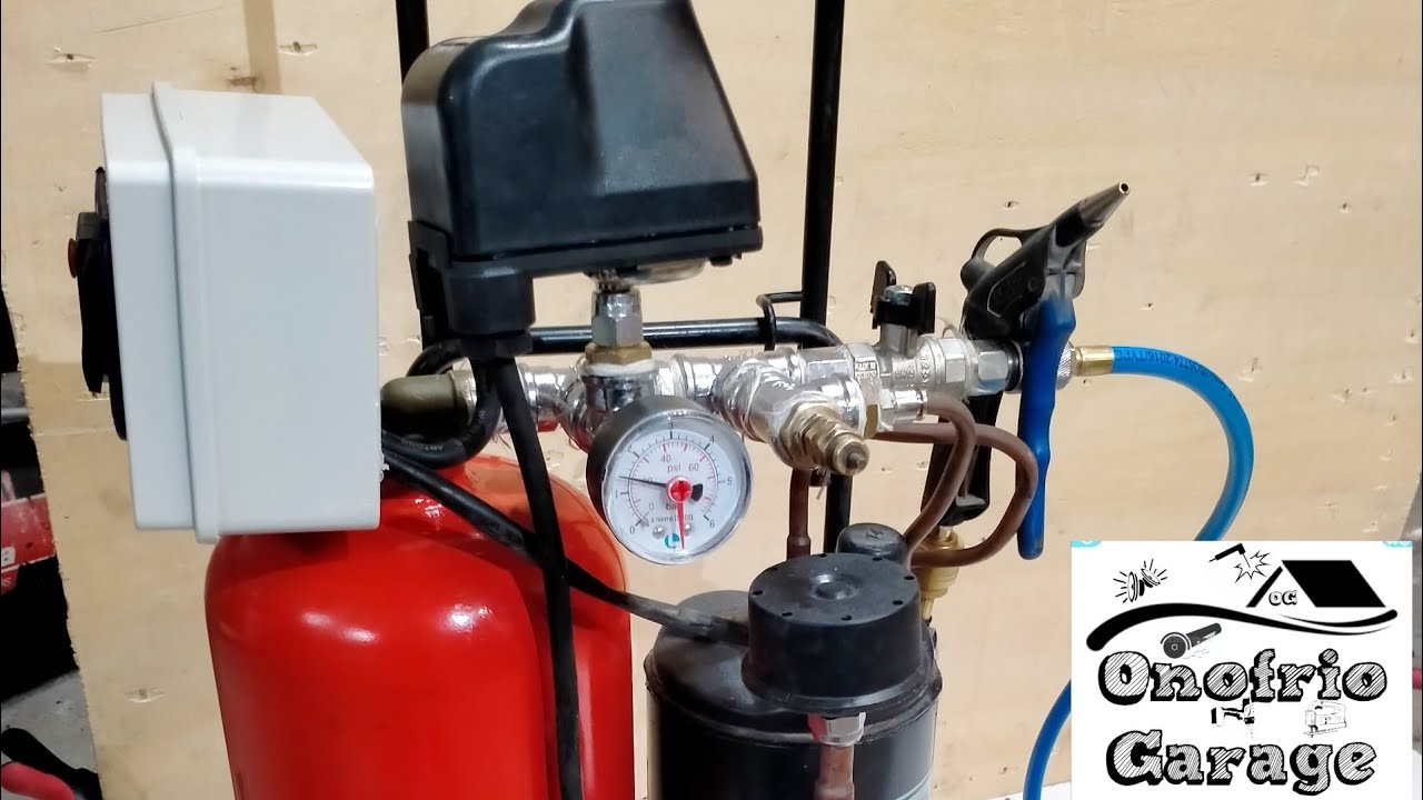 Compressore fai da te geniale e silenzioso con motore di condizionatore e bombola di estintore