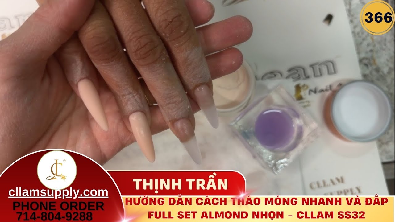 HướngHướng dẫn cách tháo móng nhanh và đắp full set almond nhọn - Cllam ss32