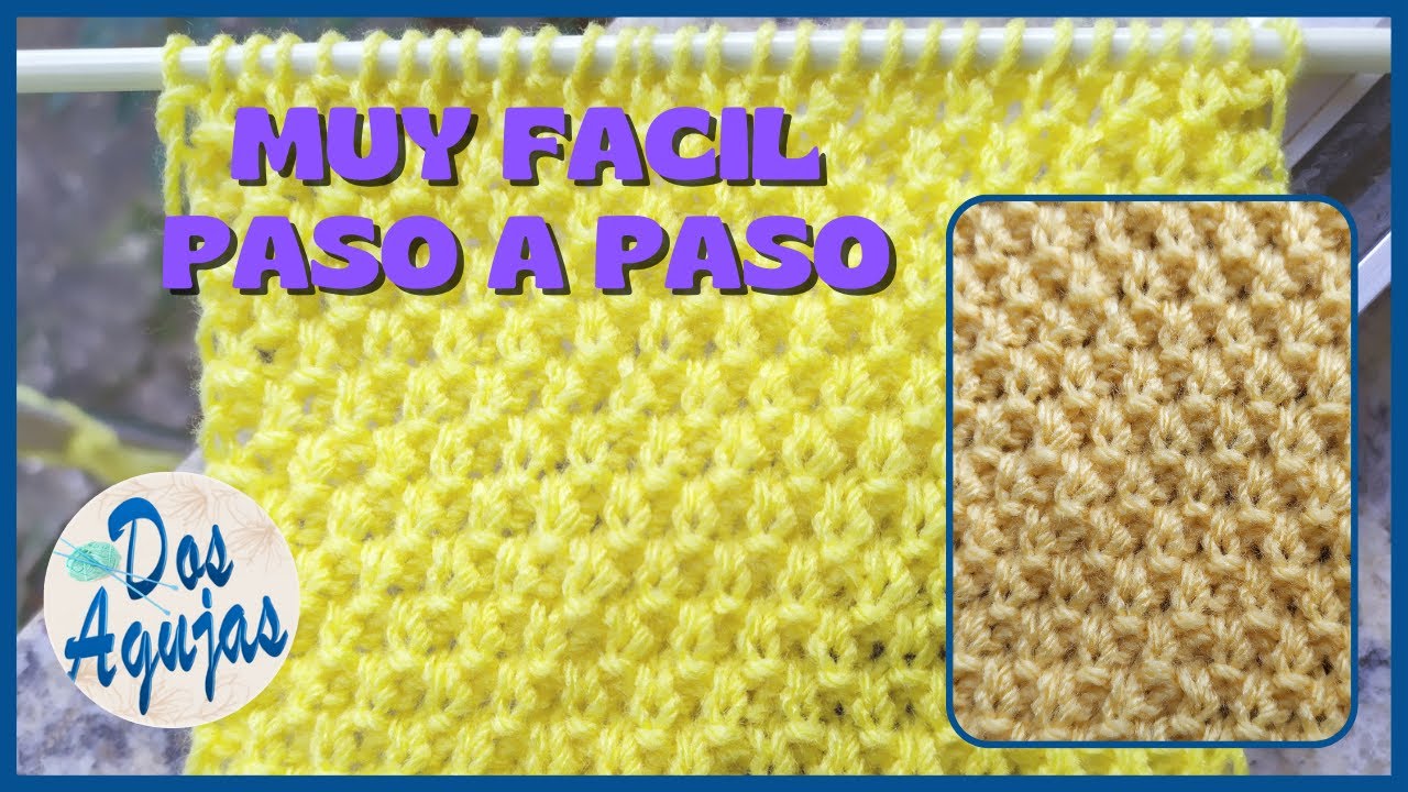 Como Hacer PUNTO ARROZ DOBLE a Dos Agujas Muy Facil para Zurdos