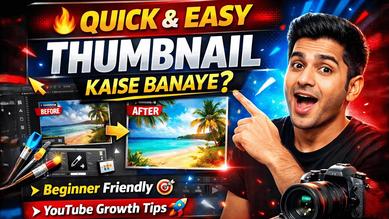 🔥 Quick & Easy Thumbnail Kaise Banaye | Beginner Friendly | YouTube Growth Tips 🚀