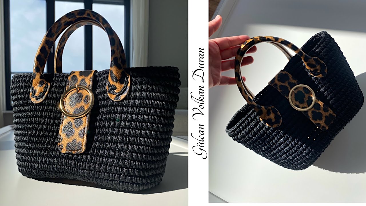 🐆LEOPAR DESENLİ ÖRGÜ ÇOK KOLAY ÇANTA YAPIMI