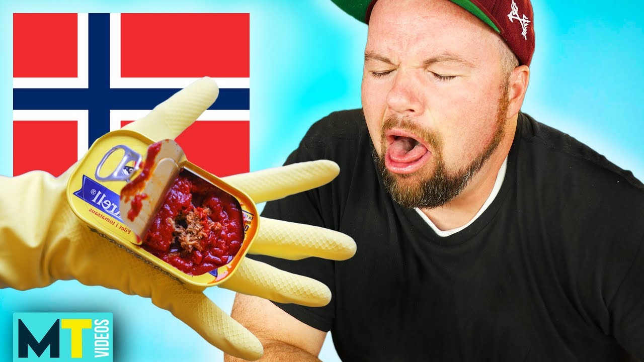 Men Try Tasting Weird Norwegian Food and Snacks - Taste Test