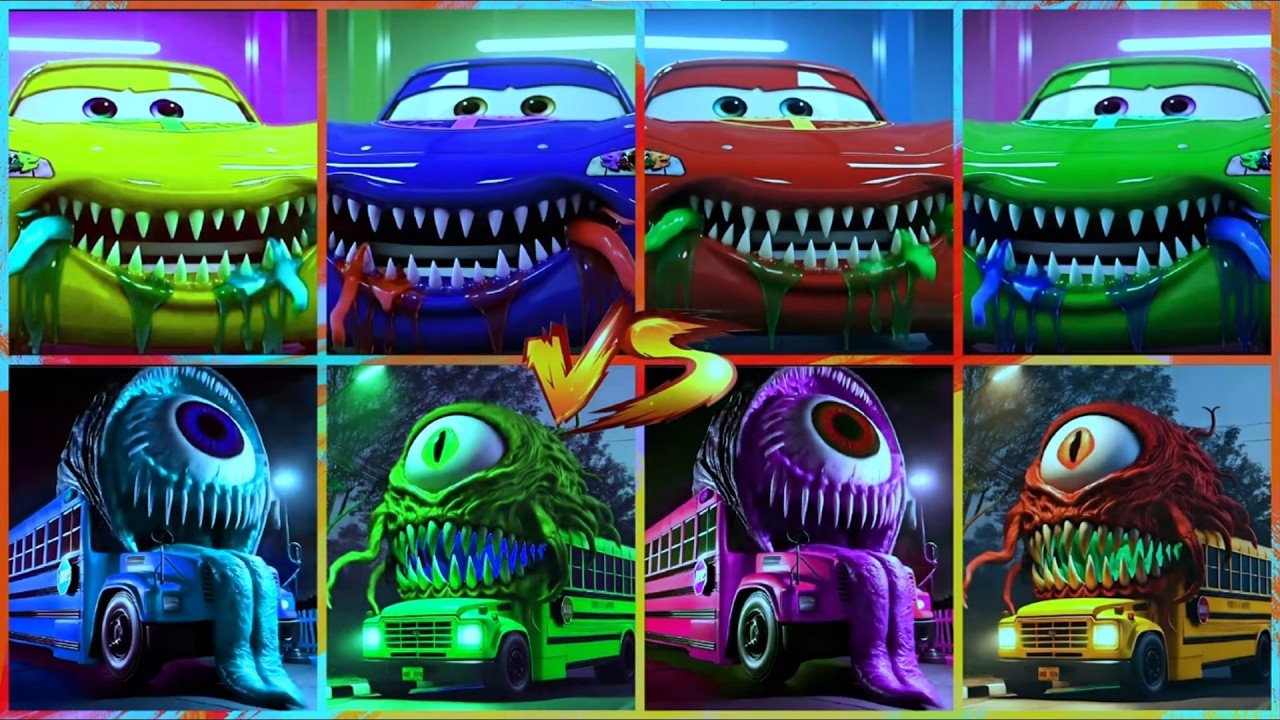 SCHOOL BUS 🆚 McQueen Car🎶CoffinDance Song
