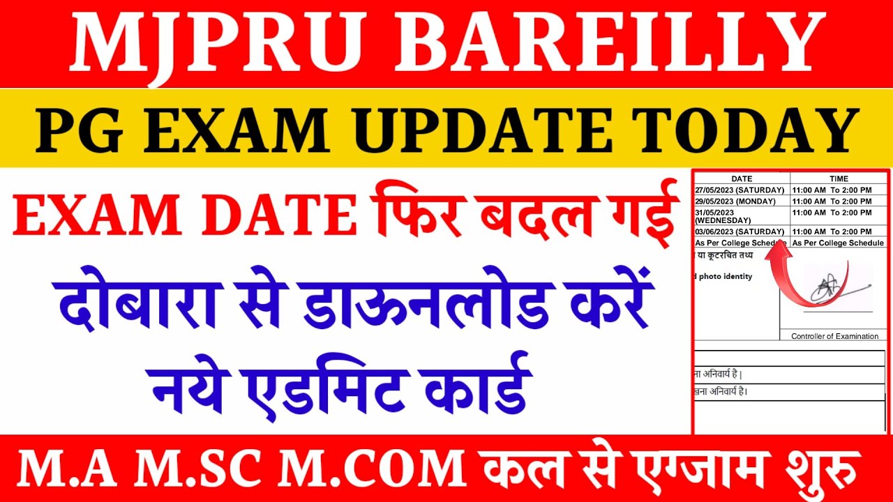 Mjpru exam date change 2023 | Pg exam scheme revised mjpru