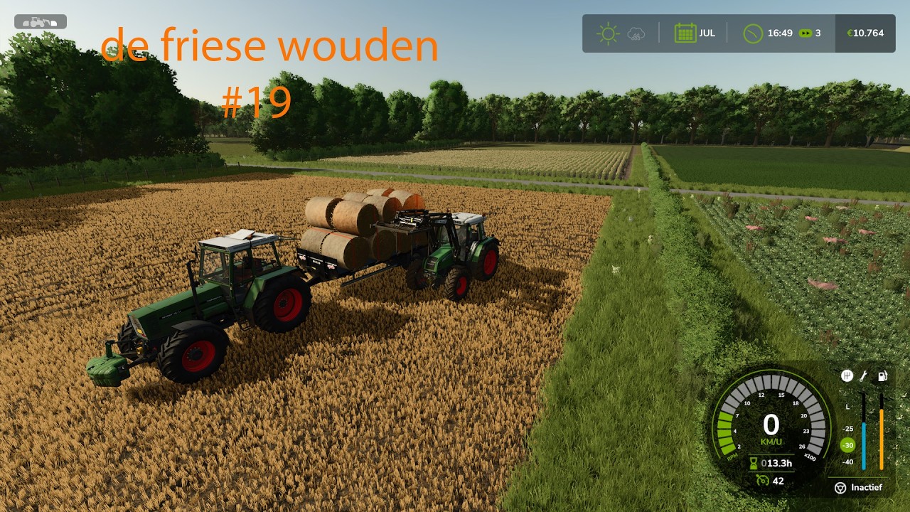 gerst oogsten en balen persen de Friese wouden 19 fs25
