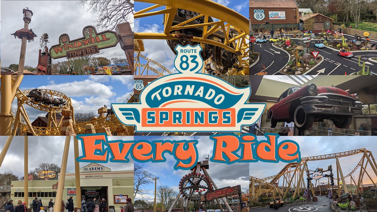 Every Ride in Tornado Springs at Paultons Park (Feb 2022) [4K]