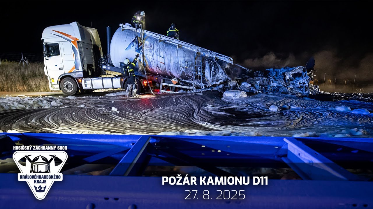 27. 8. 2025 - Požár kamionu D11