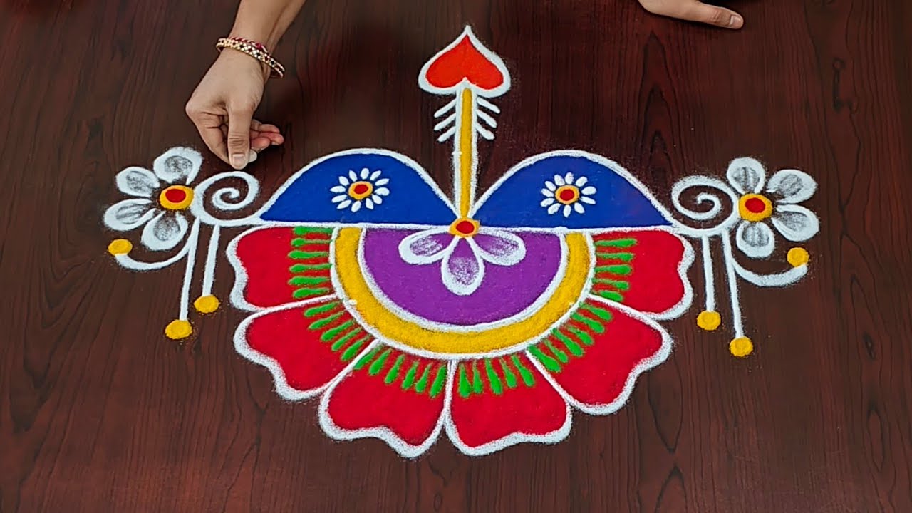 Sri Rama Navami special rangoli designs🌷5×1dots Sri Rama Navami special muggulu🌷🌷|#Rang Kaa Rangoli