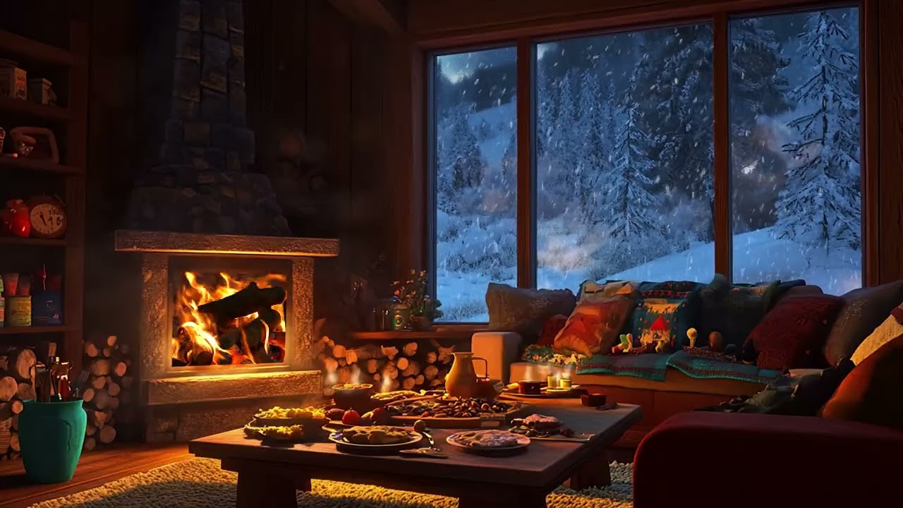 Blizzard, Relaxing Breeze, Chilly Wind, and Fireplace – the Cozy Atmosphere of a Winter Cabin
