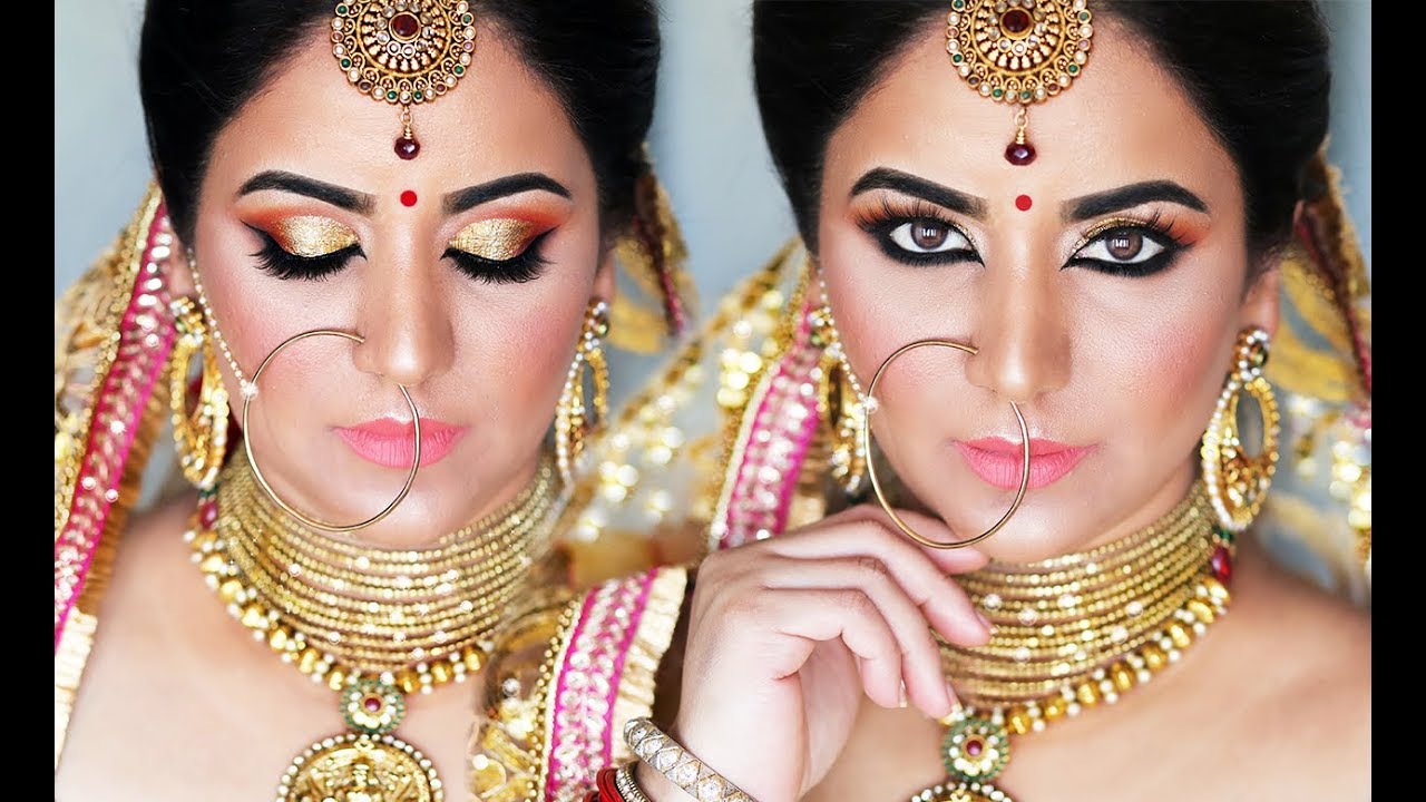 INDIAN BRIDAL MAKEUP STEP-BY-STEP  |  GOLD AND PEACH