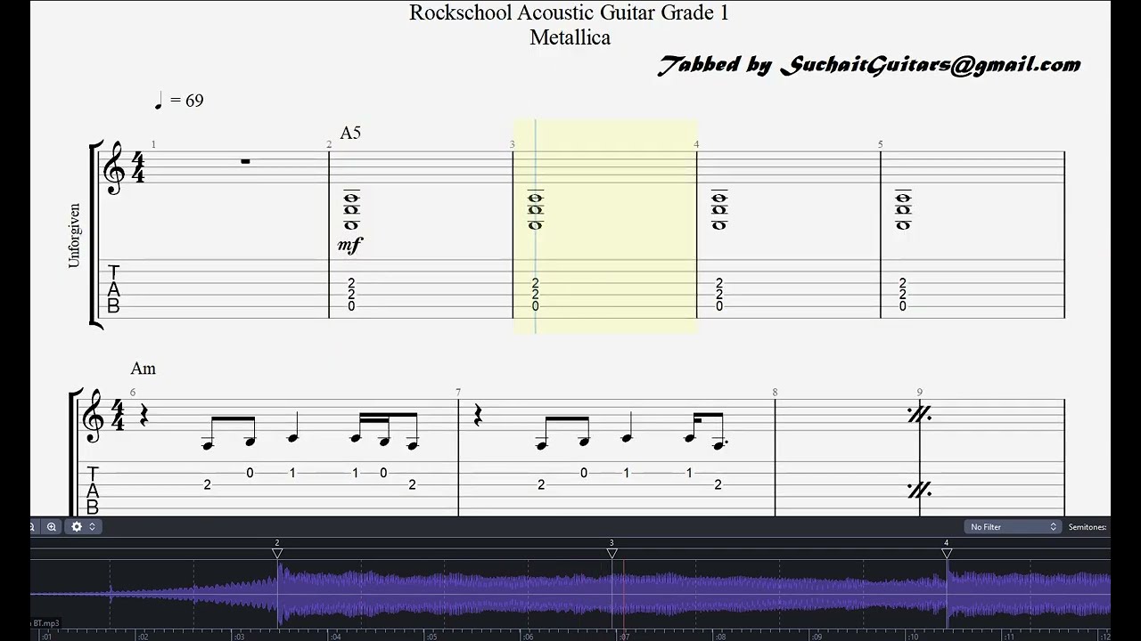 Unforgiven (backing track) - Metallica. Rockschool Acoustic Guitar Grade 1