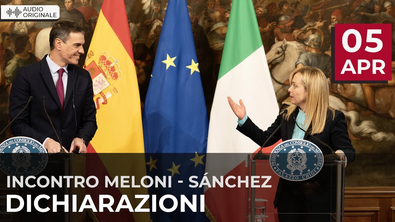 Dichiarazioni alla stampa Meloni - Sánchez (audio originale)