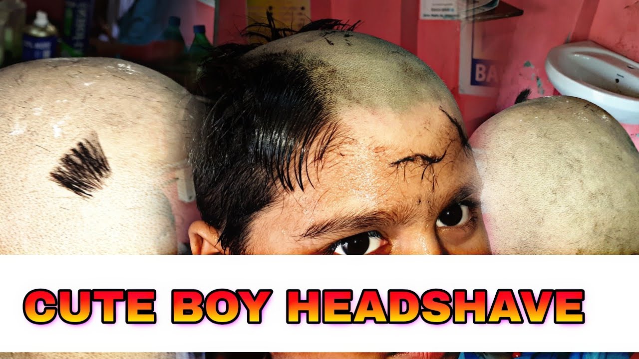 Cute Boy Thick Hair Headshave With Straight Razor Tutorials 2019..