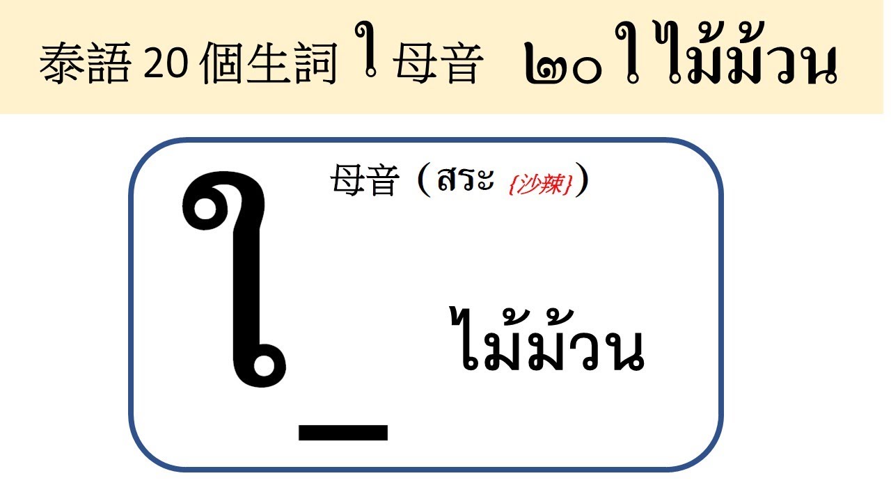 BBR175 #泰語很好學 #20 ใ  母音的生詞 ใจ ใด ใบ ใบ้ ใต้  ใกล้ ใส ใส่ ใฝ่ ให้ ใคร  ใช่ ใช้ สะใภ้ ใน ใย ใหม่ ใหญ่