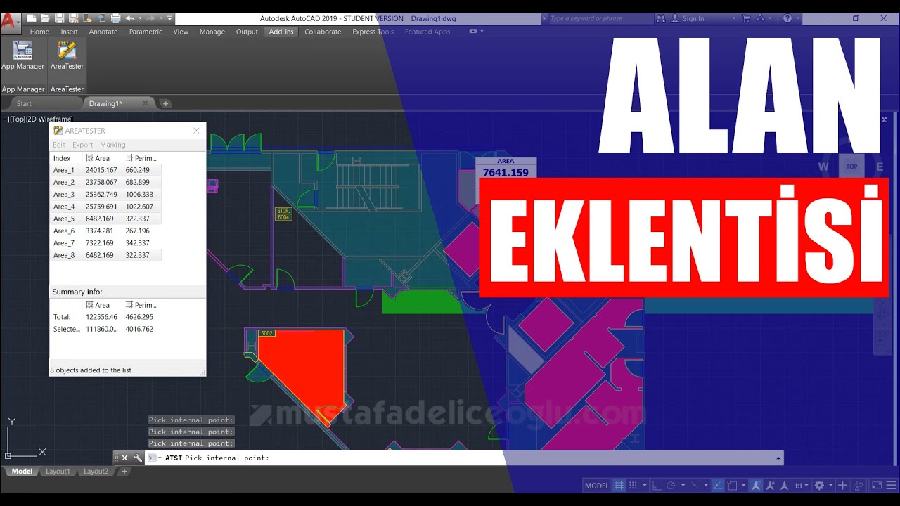 Autocad 'de Otomatik Alan ve Çevre Hesaplama | AreaTester Autocad Eklentisi | Ücretsiz ve Mükemmel!