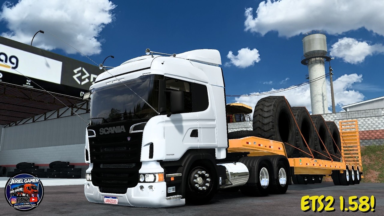 ETS2/SCANIA R440 NA PRANCHA TRANSPORTANDO PNEUS GIGANTES - #ets2 #shortsviralvideo