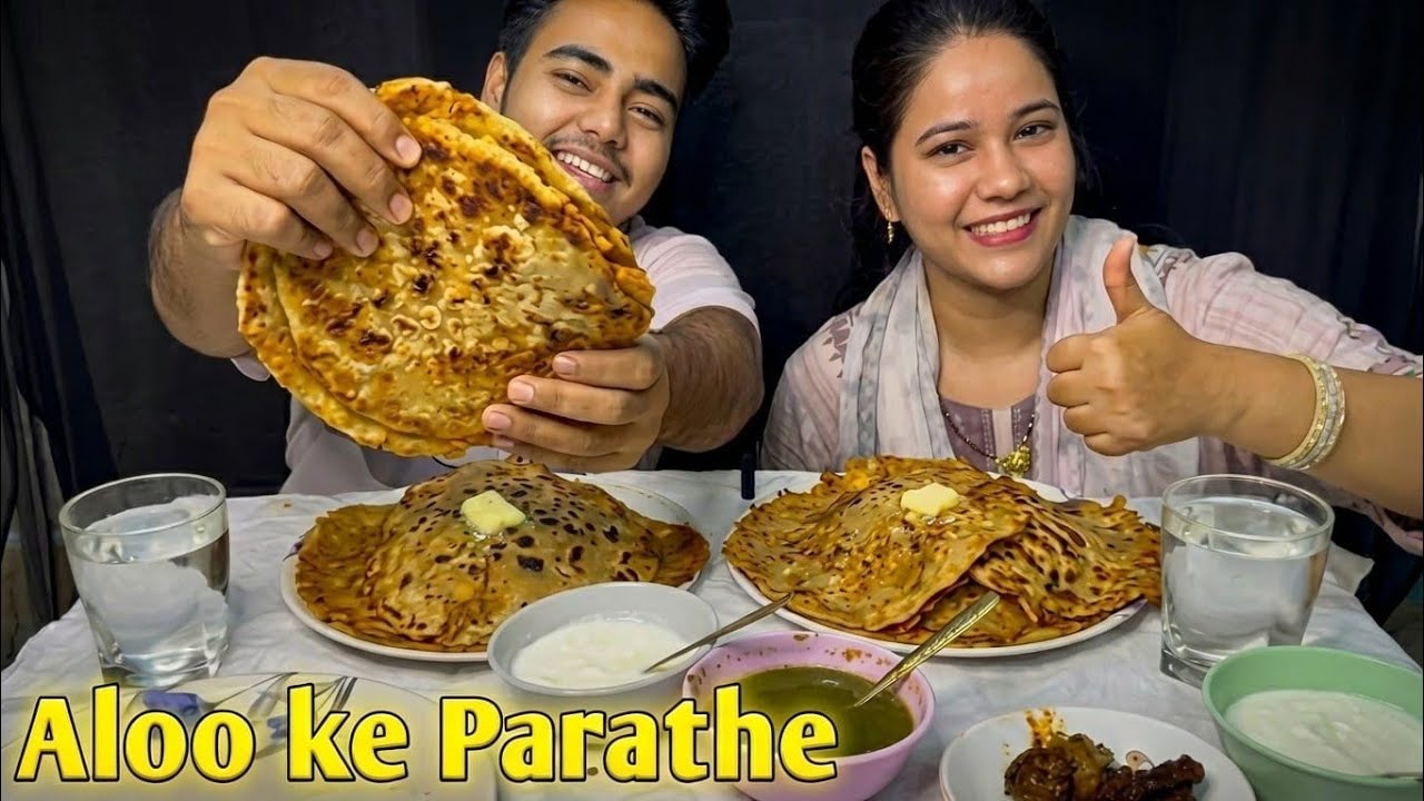 ASMR Eating Aloo Ka Paratha MUKBANG@nidakaify03 || Yusuf Khan || Punjab Khana Week || 