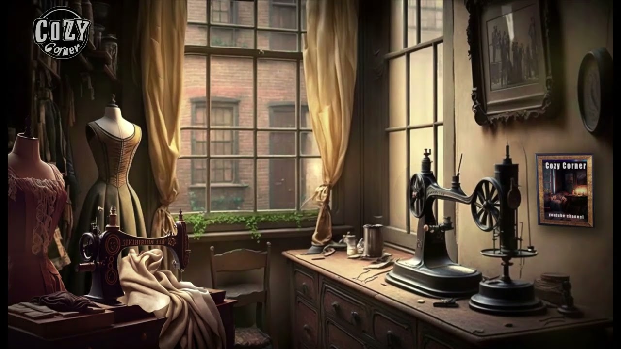 Cozy Sewing Room Ambient Soundscape with ASMR sounds sewing machine, rustling fabric