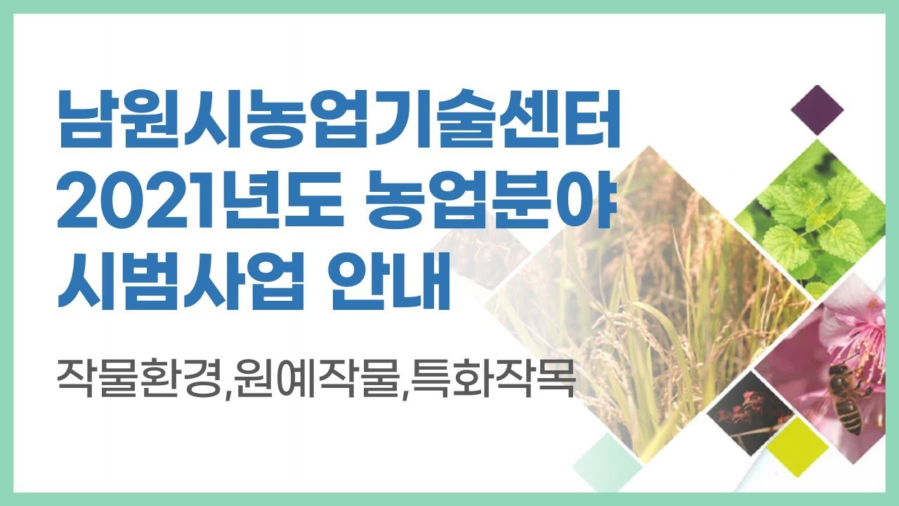농업분야 시범사업안내 (작물환경,원예작목,특화작목분야)