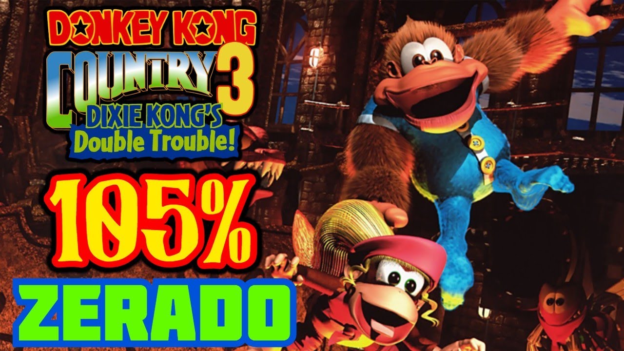Donkey Kong Country 3 105% - ZERADO - SEM checkpoints e SEM Barril DKs !!! Todos os Bônus!