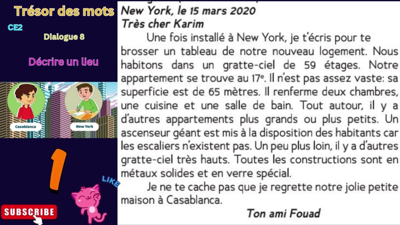 Trésor des mots l CE2 l Unité 4 l Dialogue 8 l Décrire un lieu
