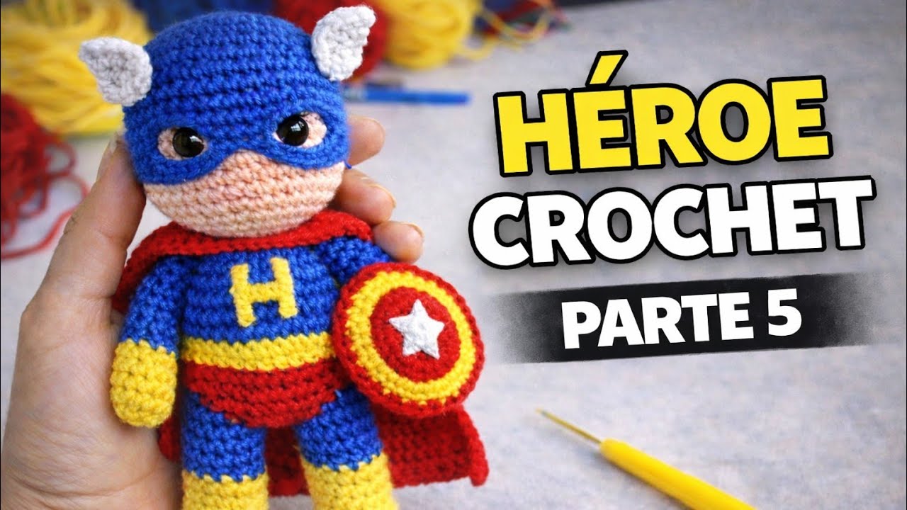Patrón capitán américa a CROCHET en español paso a paso/parte 5 antifaz/1000 COSAS QUE HACER